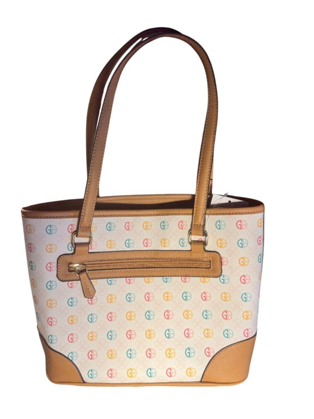 Giani Bernini Multicolor Logo Shoulder Bag Leather Trim & Handles Organizer - Picture 4 of 10